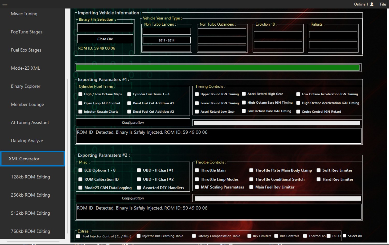 EvoPro ROM Tool β XML Generator Tab For 2008-2020 Petrol Vehicles